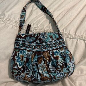 Vera Bradley Blue and Brown Floral Shoulder Bag